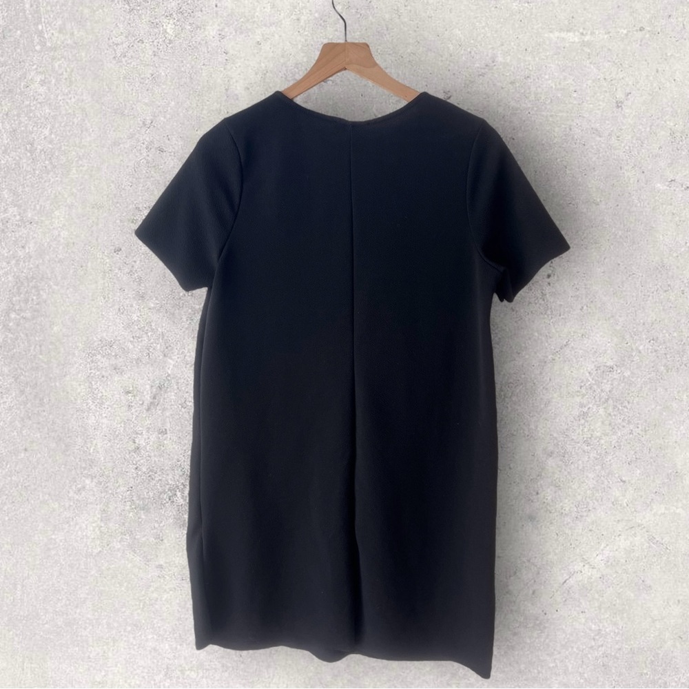 Zara Basic Collection Black Rubberized Embroidery Floral Mini Dress Size M - Picture 7 of 9